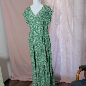 Elegant Green Floral Maxi Dress